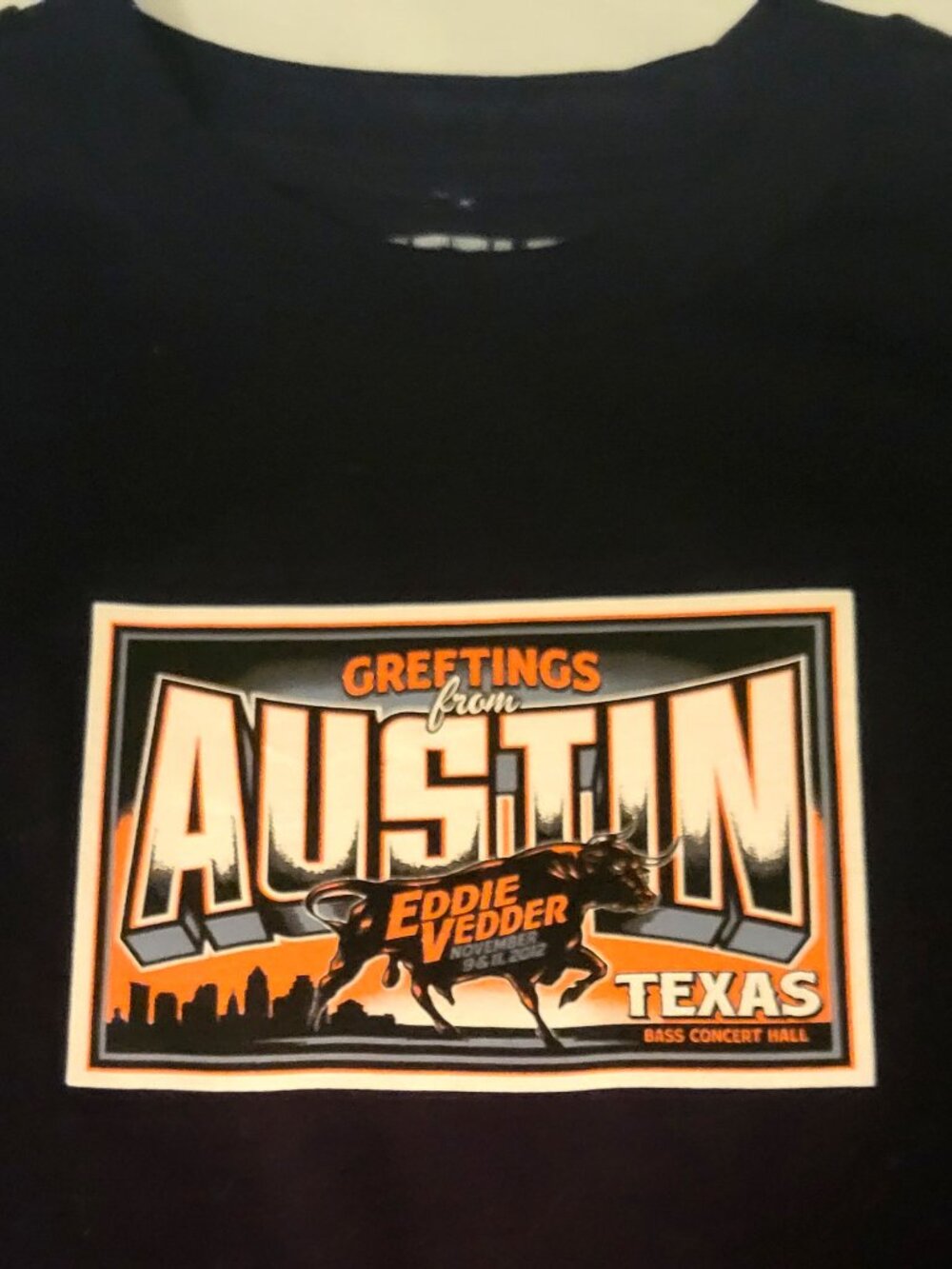 Eddie Vedder 2012 Austin TX Tour Shirt Black Men's Large